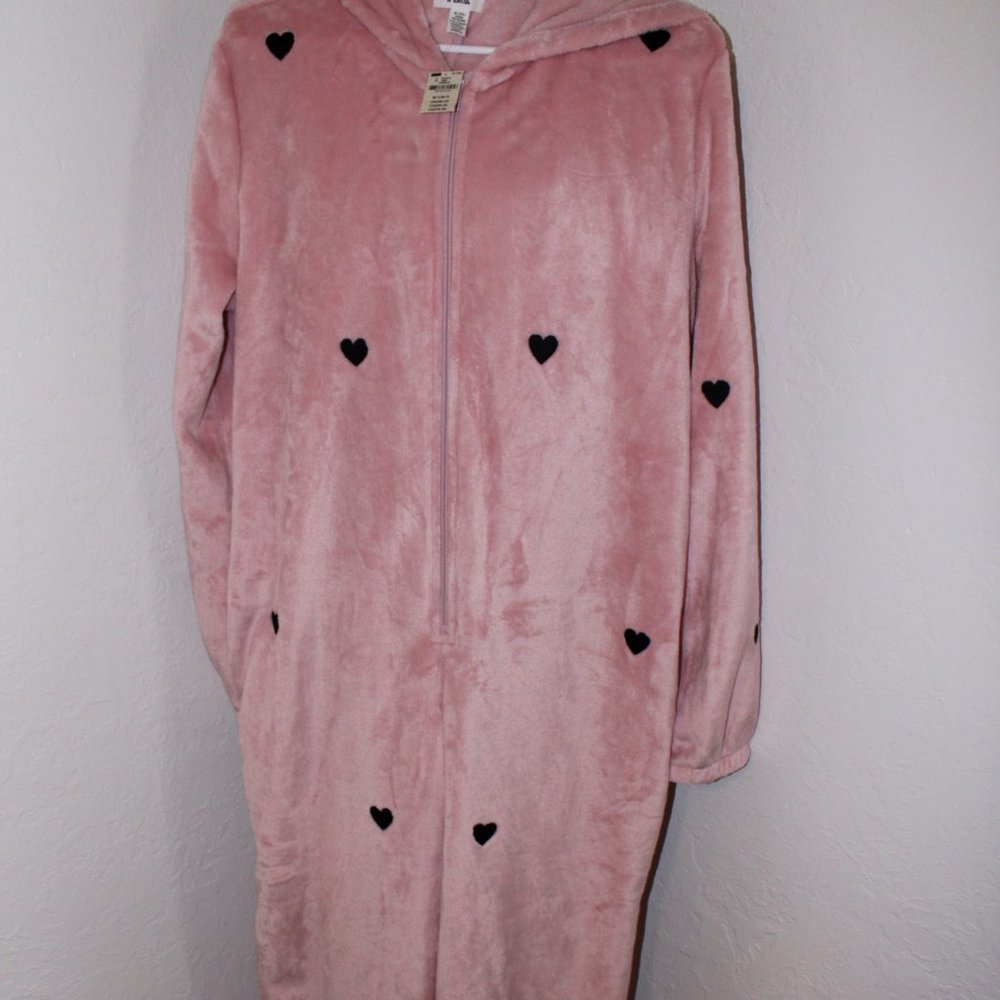 NWT VICTORIA SECRET PINK- COZY ONE PIECE SHERPA WITH HOOD ONESIE PAJAMA